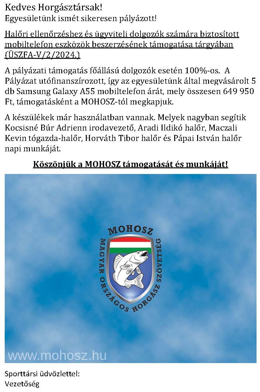 Pályázati hirdetmény mobilt